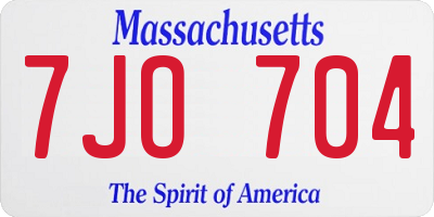 MA license plate 7JO704