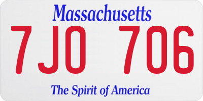 MA license plate 7JO706