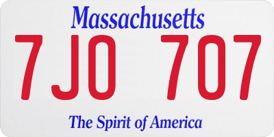 MA license plate 7JO707
