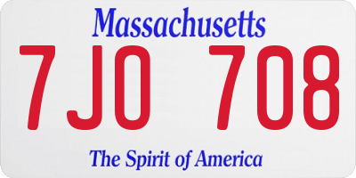 MA license plate 7JO708