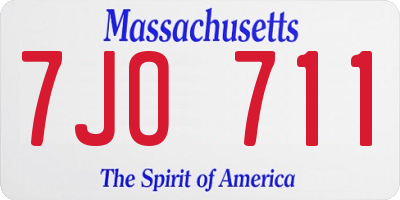 MA license plate 7JO711
