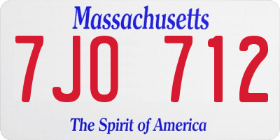 MA license plate 7JO712