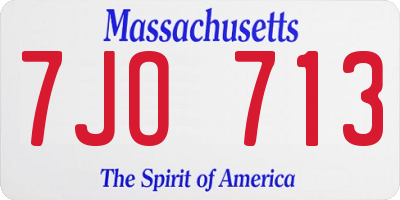 MA license plate 7JO713