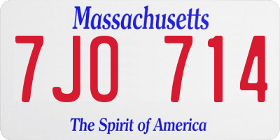 MA license plate 7JO714