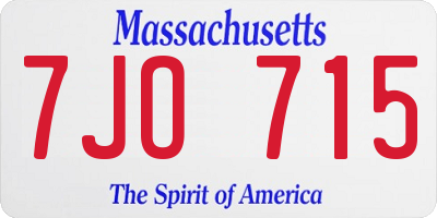 MA license plate 7JO715
