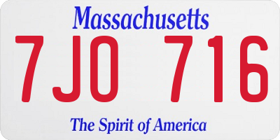 MA license plate 7JO716