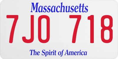 MA license plate 7JO718