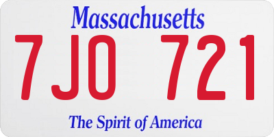 MA license plate 7JO721