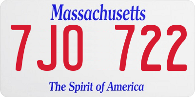 MA license plate 7JO722