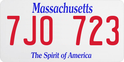 MA license plate 7JO723