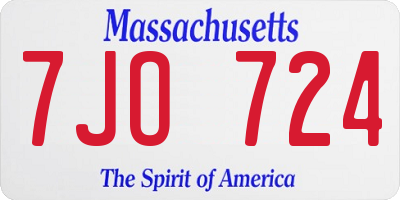 MA license plate 7JO724