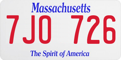 MA license plate 7JO726