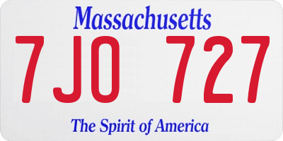 MA license plate 7JO727