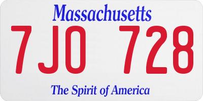 MA license plate 7JO728
