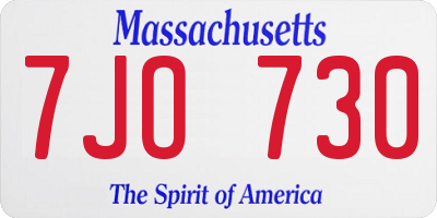 MA license plate 7JO730
