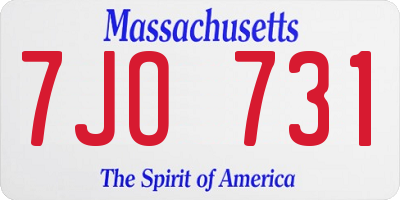 MA license plate 7JO731