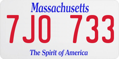 MA license plate 7JO733