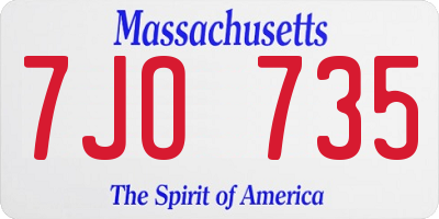 MA license plate 7JO735