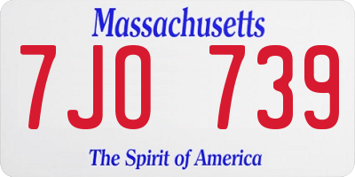 MA license plate 7JO739