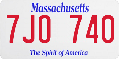 MA license plate 7JO740