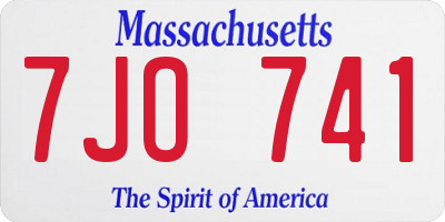 MA license plate 7JO741