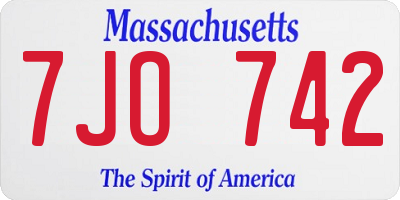 MA license plate 7JO742