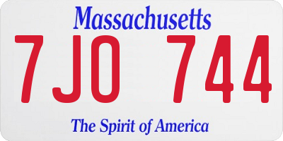 MA license plate 7JO744