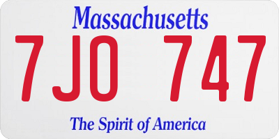 MA license plate 7JO747