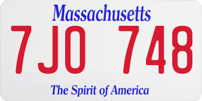 MA license plate 7JO748