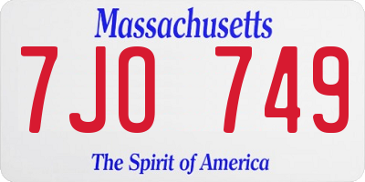 MA license plate 7JO749