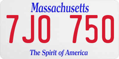 MA license plate 7JO750