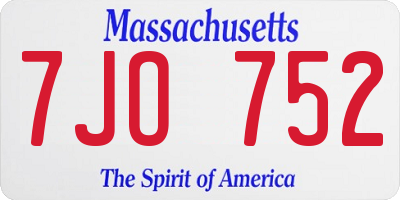 MA license plate 7JO752