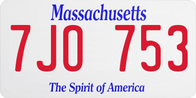 MA license plate 7JO753