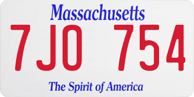 MA license plate 7JO754
