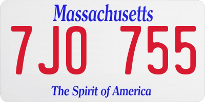 MA license plate 7JO755