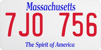 MA license plate 7JO756
