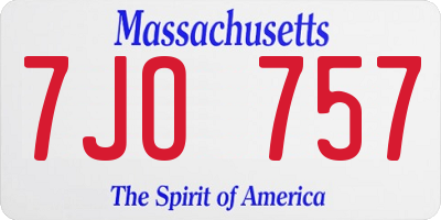 MA license plate 7JO757