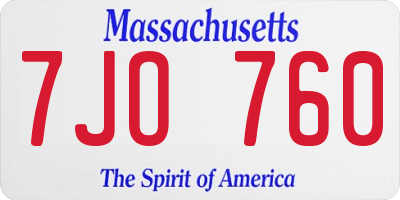MA license plate 7JO760