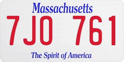 MA license plate 7JO761