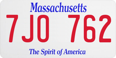 MA license plate 7JO762