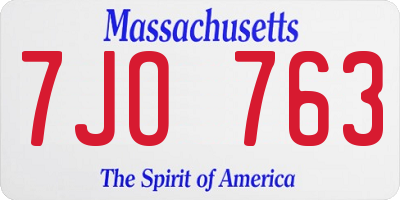 MA license plate 7JO763