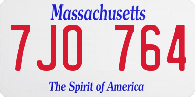 MA license plate 7JO764