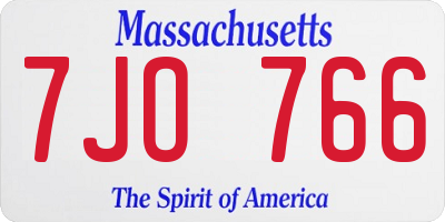 MA license plate 7JO766