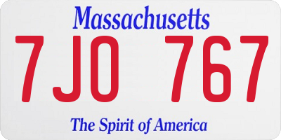 MA license plate 7JO767