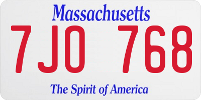 MA license plate 7JO768
