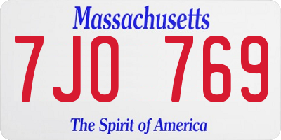 MA license plate 7JO769