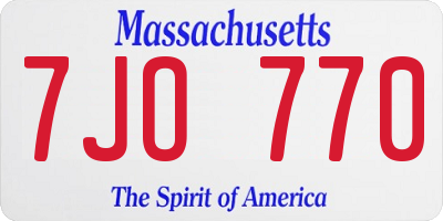 MA license plate 7JO770