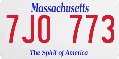 MA license plate 7JO773