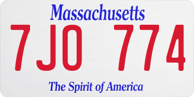 MA license plate 7JO774