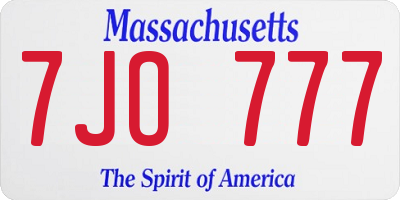 MA license plate 7JO777